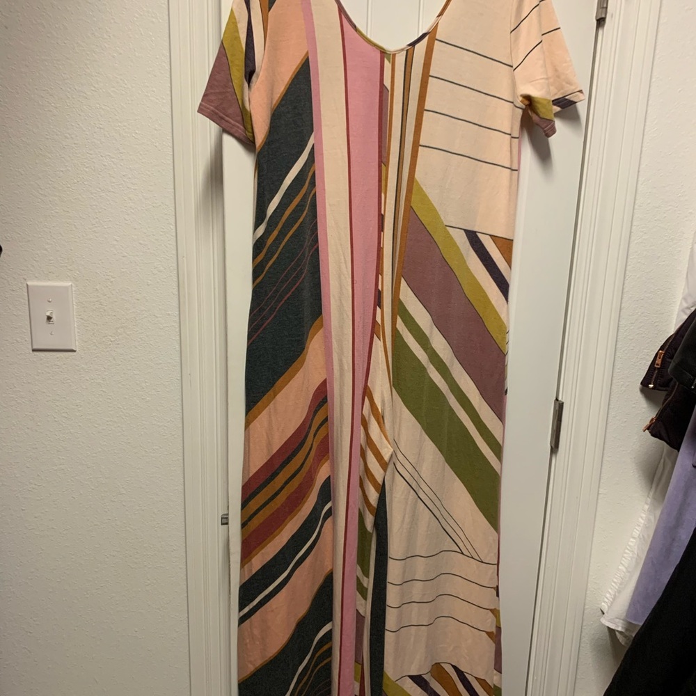 Long colorful wide leg jumpsuit.